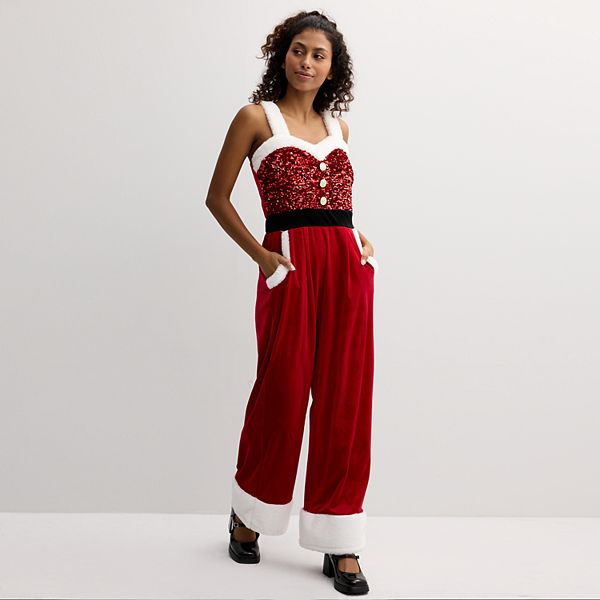 Juniors Born Famous Mrs. Claus Santa Jumpsuit