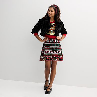 Juniors' Born Famous Santa's Favorite Reindeer Sweater Dress