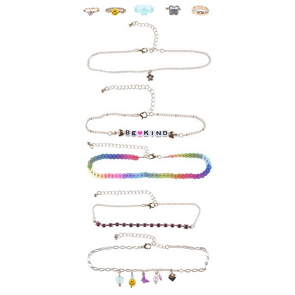 Girls Elli by Capelli 10 pc Mixed Ring & Choker Set