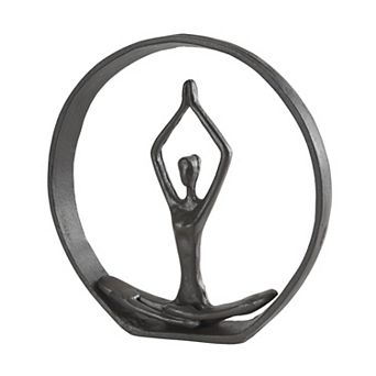 Yoga Easy Pose With Namaste Spiritual Prayer Hands Encircled Iron Sculpture