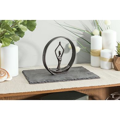 Yoga Easy Pose With Namaste Spiritual Prayer Hands Encircled Iron Sculpture