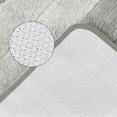 Microfiber Plush Gradient Striped Bathroom Rug Bath Mat With Tpr Backing