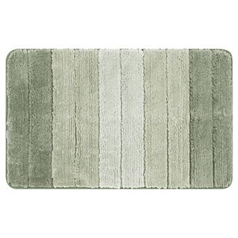 Plush Gradient Striped Bathroom Rug, Microfiber Shaggy Bathroom Mat with TPR Backing 20" x 32"