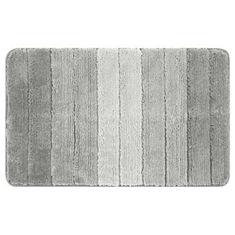 Plush Gradient Striped Bathroom Rug, Microfiber Shaggy Bathroom Mat with TPR Backing 20" x 32"