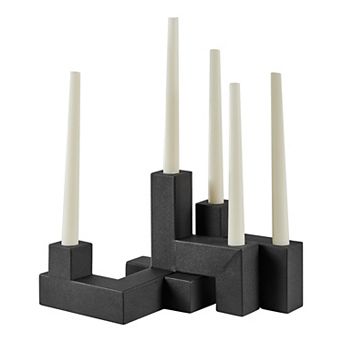 Danya B. Contemporary Black Metal 2 pc Stacking Candelabra Taper Candle Holder Set