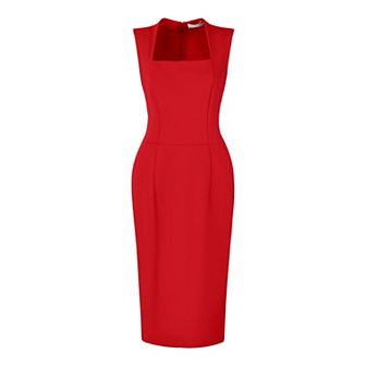 Women's Sleeveless Sheath Dress Square Neck Elegant Work Pencil Dresses