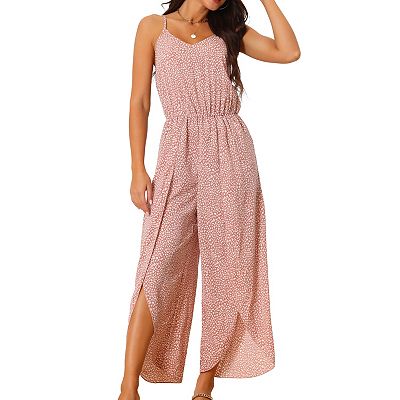jumpsuit dress casual Casual Spaghetti Strap Jumpsuit  Romper with Pockets & Flare Legs