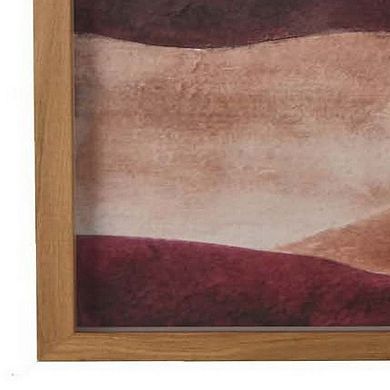 24 X 32 Framed Wall Art Painting, Abstract Dune Waves, Burgundy, Green