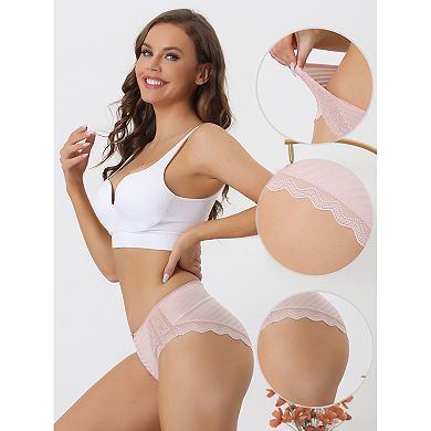 Women's Lace Panties Mid-waist Full Coverage Stretchy Briefs Thin Breathable Knickers