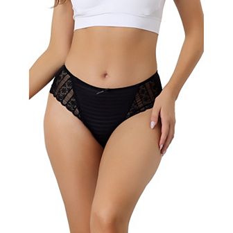 Women's Lace Panties Mid-waist Full Coverage Stretchy Briefs Thin Breathable Knickers