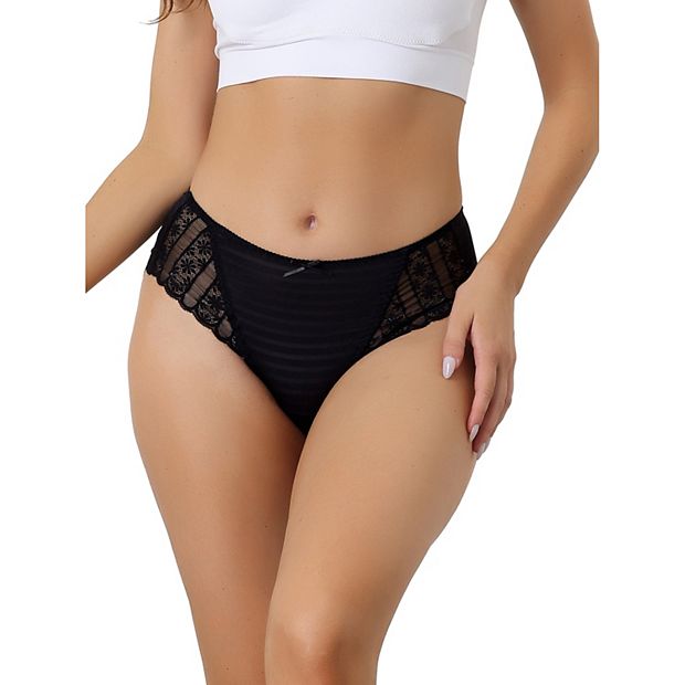 Women's Lace Panties Mid-waist Full Coverage Stretchy Briefs Thin
