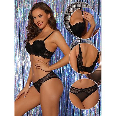 Women's Underwire Lace Lingerie Set Push Up Bra And Panties 2 Piece Underwear