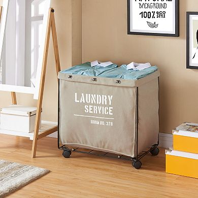 Army Canvas Laundry Hamper On Wheels