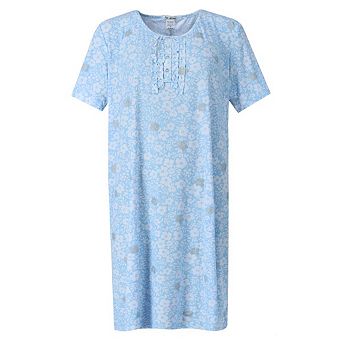 Miss Lillian Women's Flower Henley Short Sleeve Sleep Gown