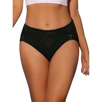 Women's Lace Underwear High Waisted Breathable Silky Hipster Stretch Briefs