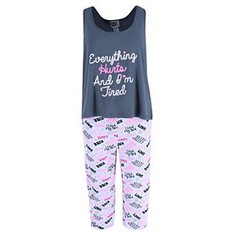 Saturdaze Women's Everything Hurts & Tired Capri Set