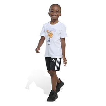Boys 4-7 adidas Cotton Graphic Tee & 3-Stripe Shorts Set
