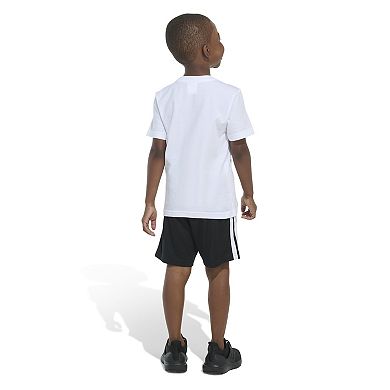 Boys 4-7 adidas Cotton Graphic Tee & 3-Stripe Shorts Set