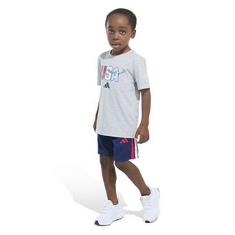 Boys 4-7 adidas USA Tee and 3 Stripe Shorts Set