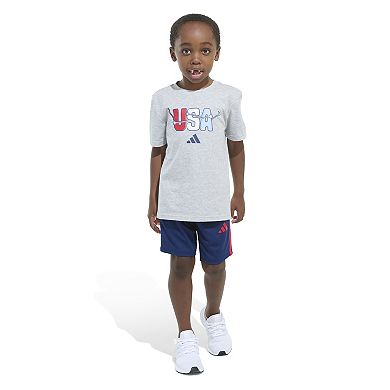 Boys 4-7 adidas USA Tee and 3 Stripe Shorts Set