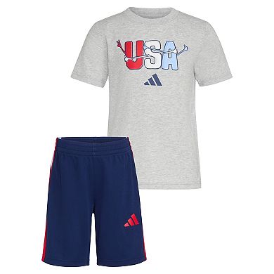 Boys 4-7 adidas USA Tee and 3 Stripe Shorts Set