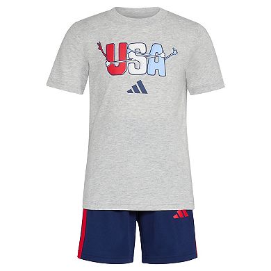 Boys 4-7 adidas USA Tee and 3 Stripe Shorts Set
