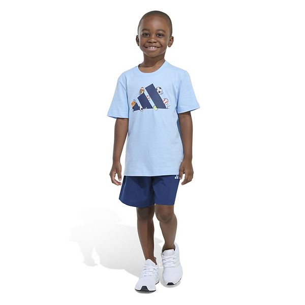 Boys 4-7 adidas Cotton Logo Graphic Tee & Woven Shorts Set