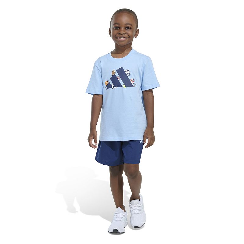 Boys 4-7 adidas Cotton Logo Graphic Tee & Woven Shorts Set