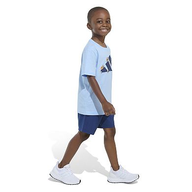 Boys 4-7 adidas Cotton Logo Graphic Tee & Woven Shorts Set
