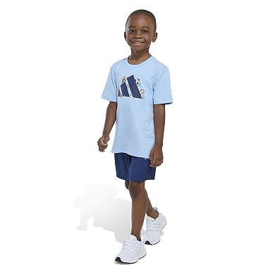 Boys 4-7 adidas Cotton Logo Graphic Tee & Woven Shorts Set