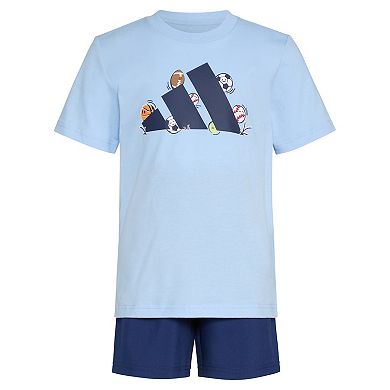 Boys 4-7 adidas Cotton Logo Graphic Tee & Woven Shorts Set