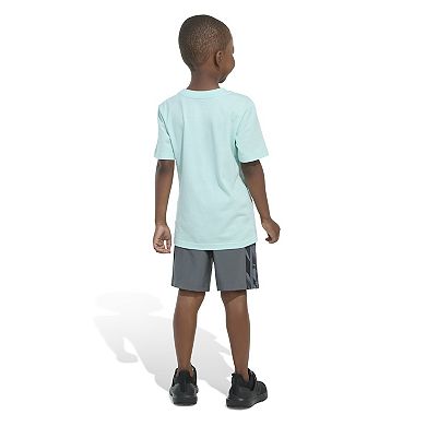 Boys 4-7 adidas Cotton Tee & Camo 3-Stripe Woven Shorts Set