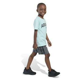 Boys 4-7 adidas Cotton Tee & Camo 3-Stripe Woven Shorts Set
