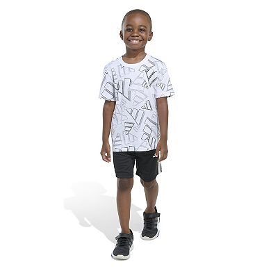 Boys 4-7 adidas AOP 3D Logo Toss Graphic Tee & 3S Shorts Set