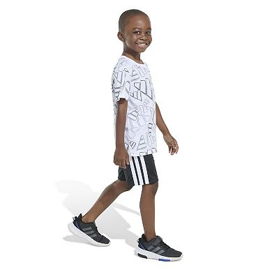 Boys 4-7 adidas AOP 3D Logo Toss Graphic Tee & 3S Shorts Set