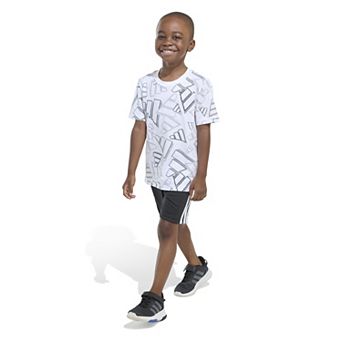 Boys 4-7 adidas AOP 3D Logo Toss Graphic Tee & 3S Shorts Set