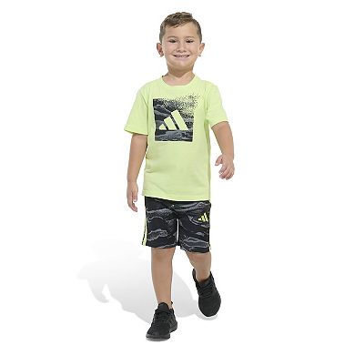 Boys 4-7 adidas Graphic Tee & Allover Print Camo Shorts Set