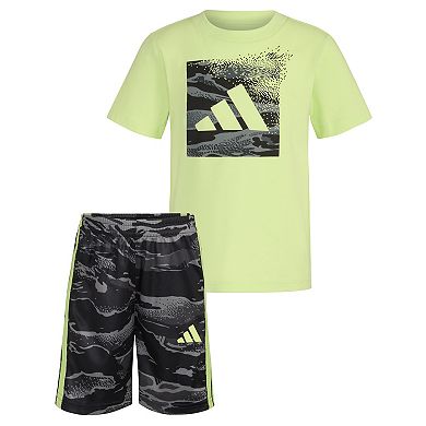 Boys 4-7 adidas Graphic Tee & Allover Print Camo Shorts Set