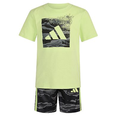 Boys 4-7 adidas Graphic Tee & Allover Print Camo Shorts Set