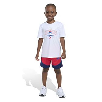 Boys 4-7 adidas Baseball Tee and Colorblock 3 Stripe Short Set