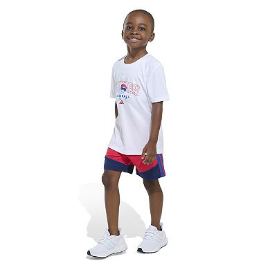 Boys 4-7 adidas Baseball Tee and Colorblock 3 Stripe Short Set