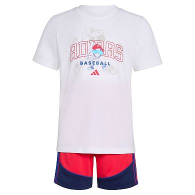 Boys 4-7 adidas Baseball Tee and Colorblock 3 Stripe Short Set