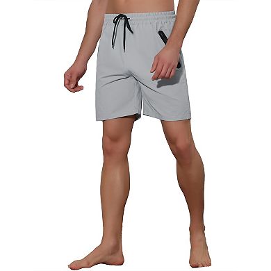 Men's Solid Color Elastic Waistband Lightweight Swimwear Shorts