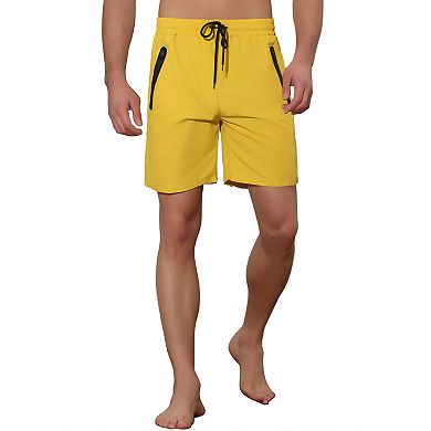 Men's Solid Color Elastic Waistband Lightweight Swimwear Shorts