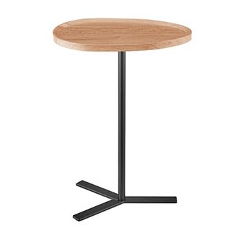 Carter Oval Teardrop Modern Raised Lip Edge Couch-side Accent C-table With Crossed Y-shape Metal Leg