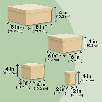 6-pk Decorative Nested Gift Boxes With Lids Square Thick Paper Board For Storage
