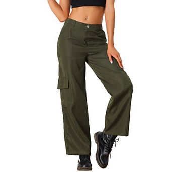 Women's Cargo Pants Mid Rise Baggy Wide Leg Pockets Casual Pants