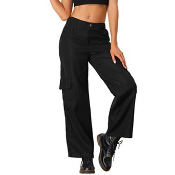 Women's Cargo Pants Mid Rise Baggy Wide Leg Pockets Casual Pants