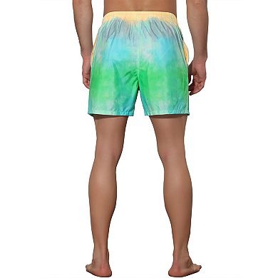 Men's Tie Dye Printed Elastic Waistband Swim Trunks