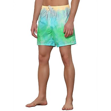 Men's Tie Dye Printed Elastic Waistband Swim Trunks